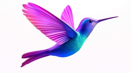 Fototapeta premium A vibrant hummingbird hovering over a bloom, its wings shimmering like a thousand tiny jewels