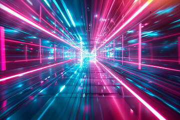 Obraz premium Vibrant Futuristic Tunnel with Pink and Blue Lights