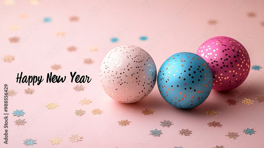 Poster simple happy new year message bold black typography on a soft gradient background of blush and cream
