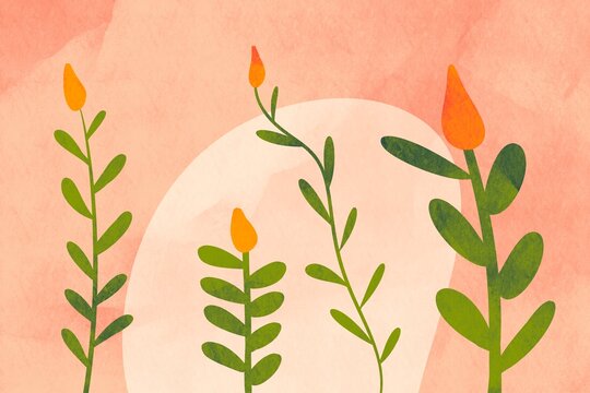 Simplistic floral illustration with pastel backdrop