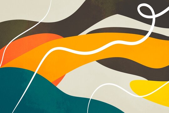 Abstract minimalist landscape in warm and cool tones