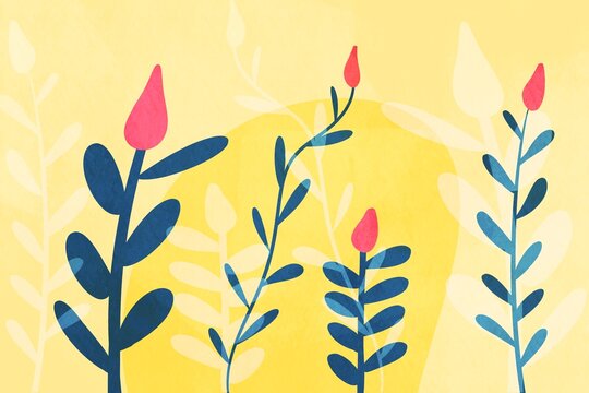 Simplistic floral illustration with a warm backdrop