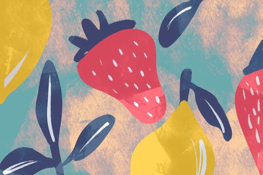 Colorful minimalist fruit illustration for fresh design