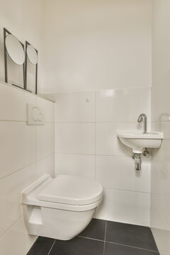 Modern and clean bathroom interior with simple fixtures