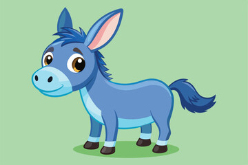The cute donkey poses happily against a vibrant green backdrop, exuding charm and playfulness, a cartoon character Cute donkey