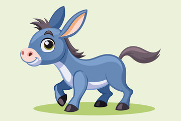 Fototapeta premium A cheerful donkey character walks along, spreading happiness with its playful demeanor and bright colors, a cartoon character cute donkey cartoon walking