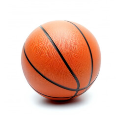 Fototapeta premium Basketball showing texture and design on a white background. Concept of sports equipment and basketball games