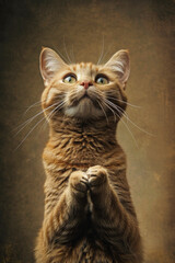 Obraz premium Curious Tabby Cat in Warmly Lit Kitchen