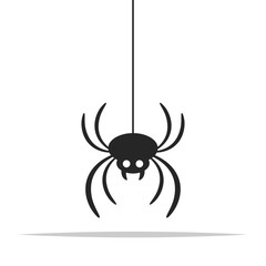 Spooky hanging spider vector isolated illustration