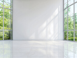 Fototapeta premium Empty room with white walls and ceiling