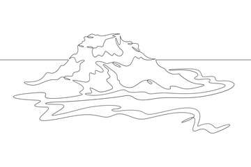 Continuous one line drawing residual mountains. Protected plateaus. Mountain landscapes. Rocky canyons. One continuous line isolated minimal illustration.