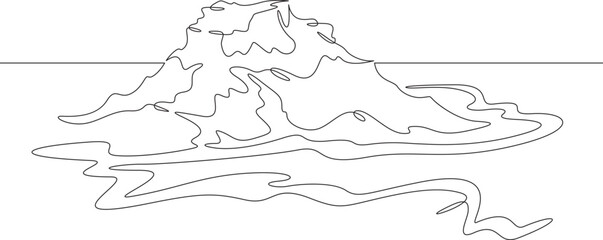 Fototapeta premium Continuous one line drawing residual mountains. Protected plateaus. Mountain landscapes. Rocky canyons. One continuous line isolated minimal illustration.