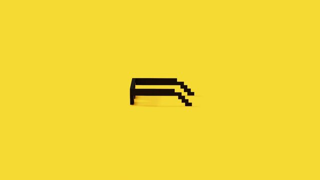 Thug life meme glasses pixel art modern iconic 3d object. 360 degree view of pixel art glasses, 3D minimalistic object on yellow background. Useful for memes video projects, clip and invert rotation