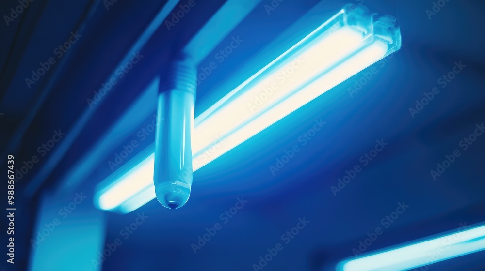 Poster focus on a bright fluorescent lamp, symbolizing the spark of creativity in finding innovative soluti