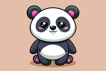 Naklejka premium A cheerful panda character with big eyes and a friendly smile sits adorably, inviting joy and adventure, a cartoon character Cute panda