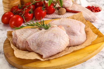 Raw chicken thighs for cooking