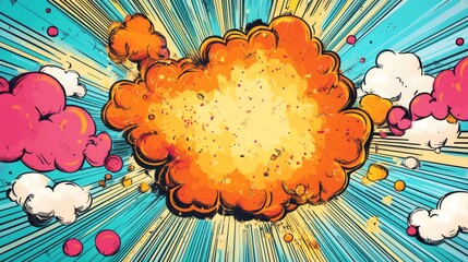 Comic book page explosions, clouds and bubbles pop art retro vector illustration 