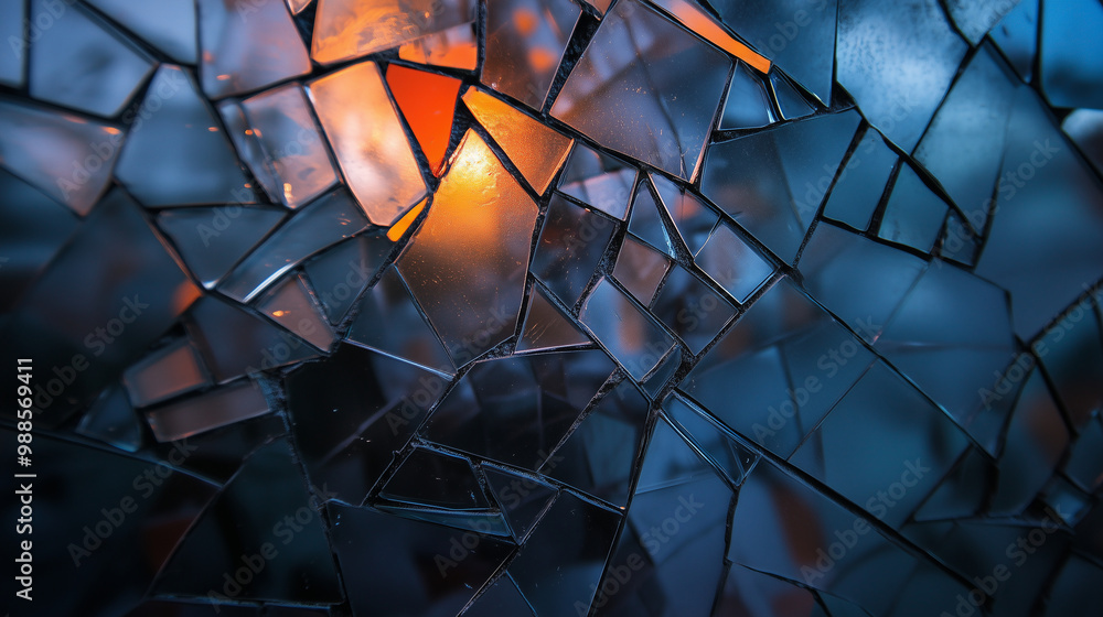 Poster abstract mosaic of colorful glass shards, capturing light in different angles.