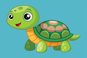 Fototapeta premium A cartoon turtle enjoys its playful exploration in a colorful underwater setting, a cartoon character cute turtle