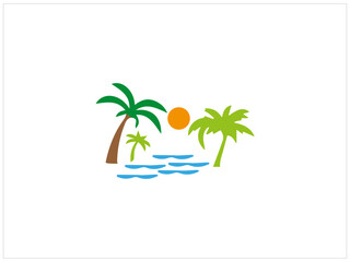 Obraz premium BEACH logo , vector ,icon and illustration.