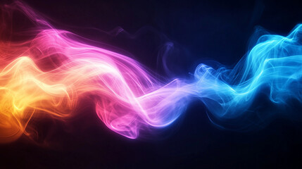 Abstract colorful smoke shapes swirling in midair, captured with a long exposure effect.