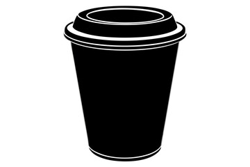 paper coffee cup with lid silhouette icon illustration