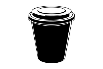 paper coffee cup with lid silhouette icon illustration
