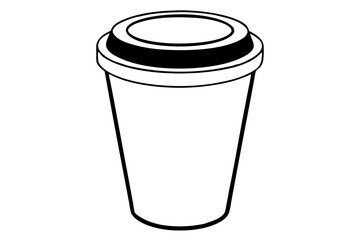 paper coffee cup with lid silhouette icon illustration