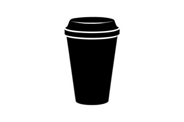 paper coffee cup with lid silhouette icon illustration