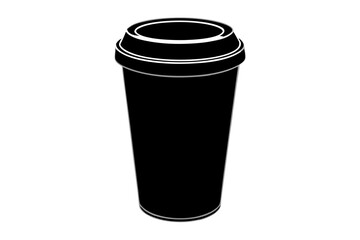 paper coffee cup with lid silhouette icon illustration