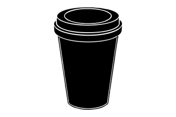 paper coffee cup with lid silhouette icon illustration