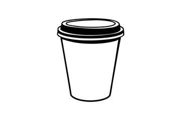 paper coffee cup with lid silhouette icon illustration
