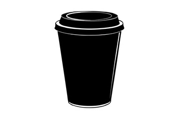 paper coffee cup with lid silhouette icon illustration