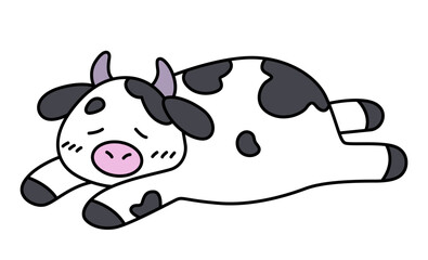 Cute vector cow. Flat illustration. Isolated on white background.
