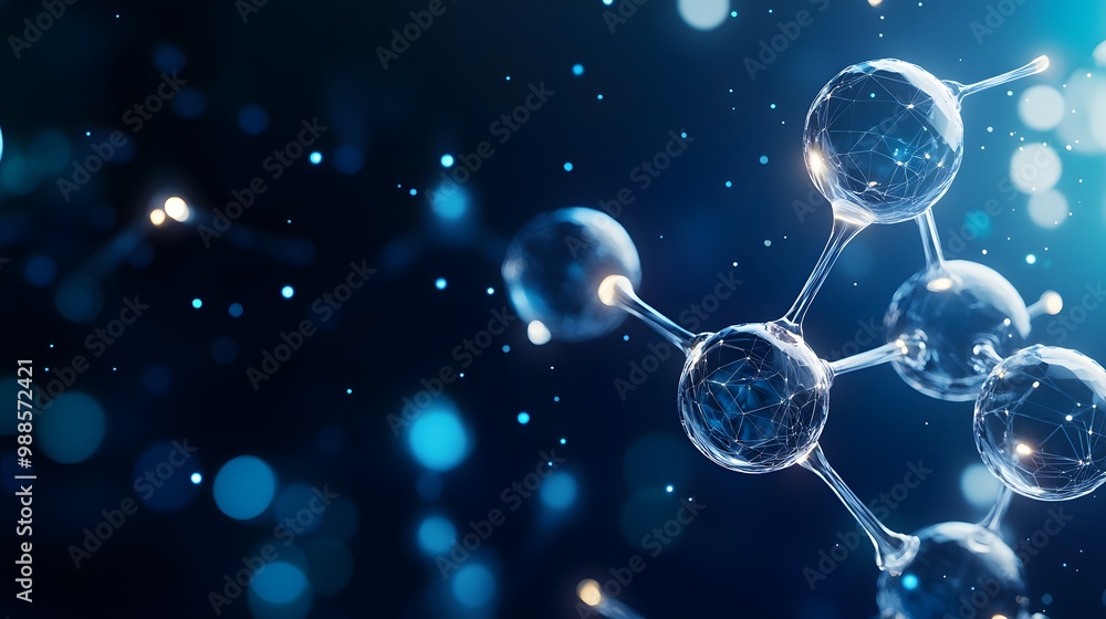 Poster abstract representation of a molecule with connected spheres