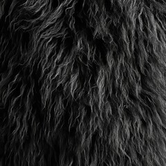 Naklejka premium Close Up, Dark And Moody, Black Fur Texture, Soft And Plush, Abstract Background, Detail