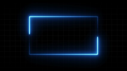 Abstract Glowing Neon Rectangle Frame Illustration Background.