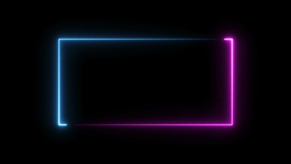 Abstract Glowing Neon Rectangle Frame Illustration Background.