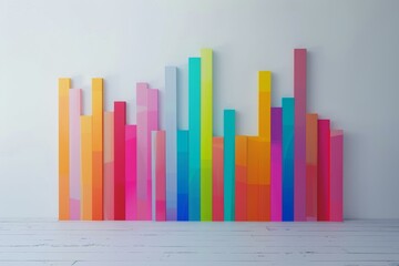 Obraz premium Abstract image depicting colorful bars forming a chart, conveying concepts of growth, data, and analysis