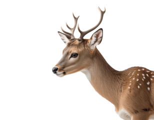 Fototapeta premium Young Deer in Side Profile with Delicate Antlers on Minimalist Transparent Background