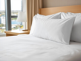 Interior design of modern hotel bedroom