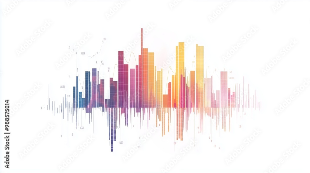 Poster colorful sound wave representation showcasing audio frequencies in a visually striking format