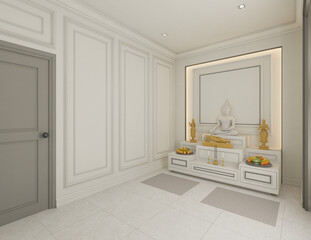 Fototapeta premium 3D rendering of interior buddha room.