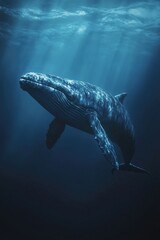Fototapeta premium Humpback Whale Swimming Ocean
