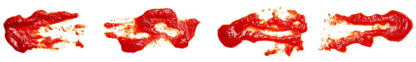 Tomato paste with pieces of vegetables, organic pure texture smeared, isolated on white, top view