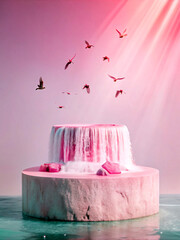 pink flamingos in watercake, flower, pink, spa, dessert, birthday, food, sweet, soap, wedding, beauty, gift, box, rose, bath, celebration, decoration, party, aromatherapy, cream, candle, nobody, prese