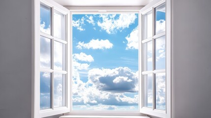 Serene Skies Through Open Window: A Peaceful Escape