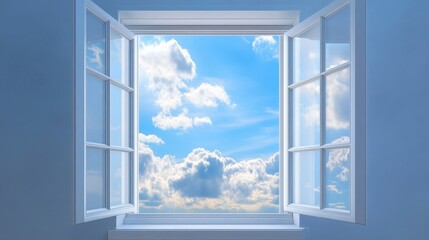 Serene Sky View Through Open Window: A Tranquil Escape