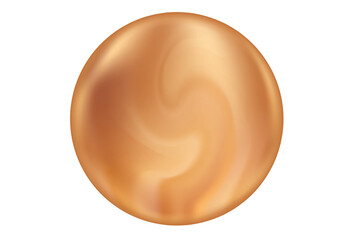 Vintage brown glowing magic sphere or planet with blurred glass texture, 3d caramel color sphere or bubble. Beige gradient round shape isolated design asset.
