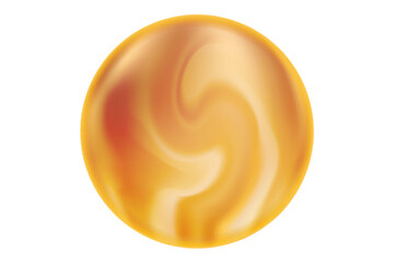 Vintage glowing magic sphere or planet with blurred texture, 3d caramel brown sphere or bubble. Beige gradient round shape isolated design asset.